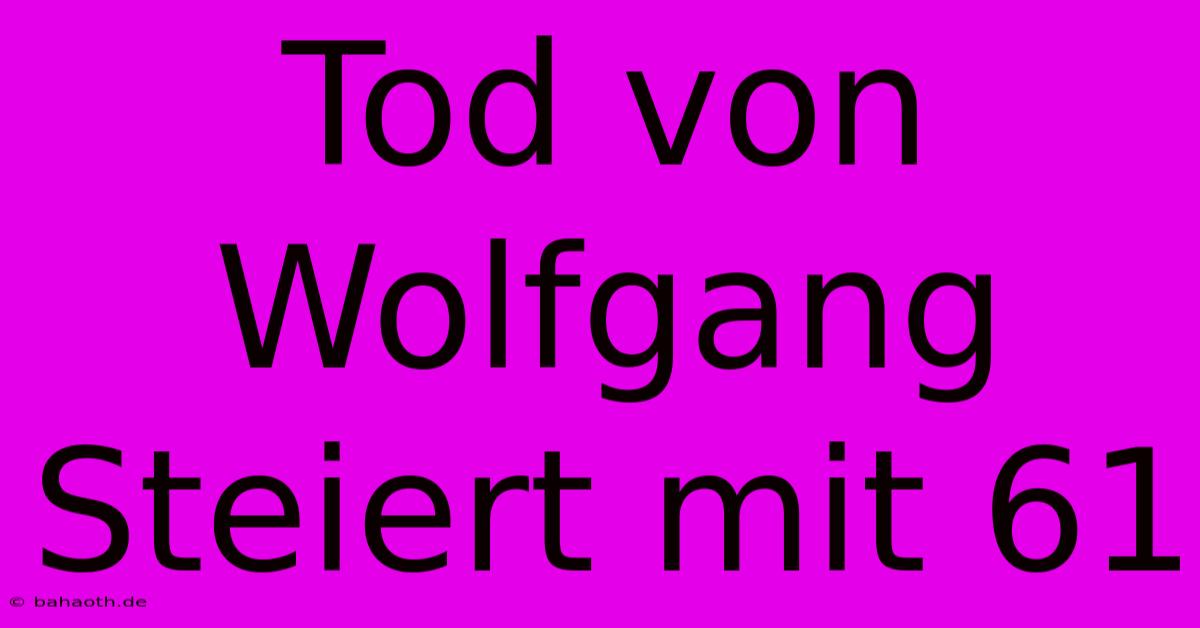 Tod Von Wolfgang Steiert Mit 61