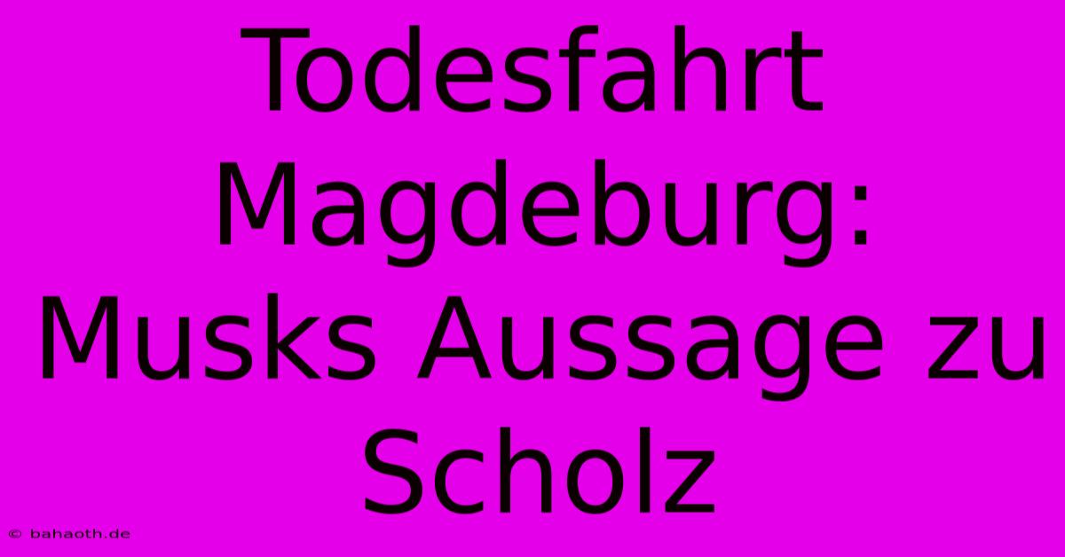 Todesfahrt Magdeburg: Musks Aussage Zu Scholz