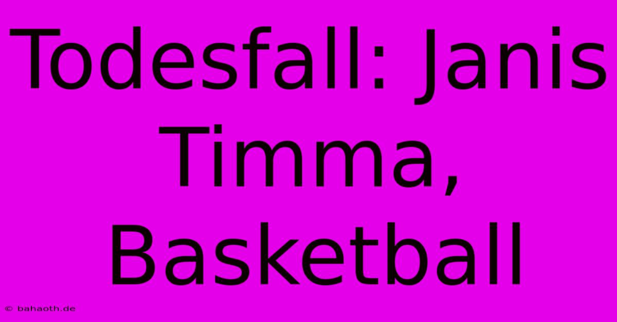 Todesfall: Janis Timma, Basketball