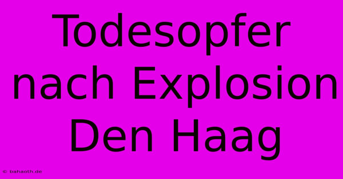 Todesopfer Nach Explosion Den Haag