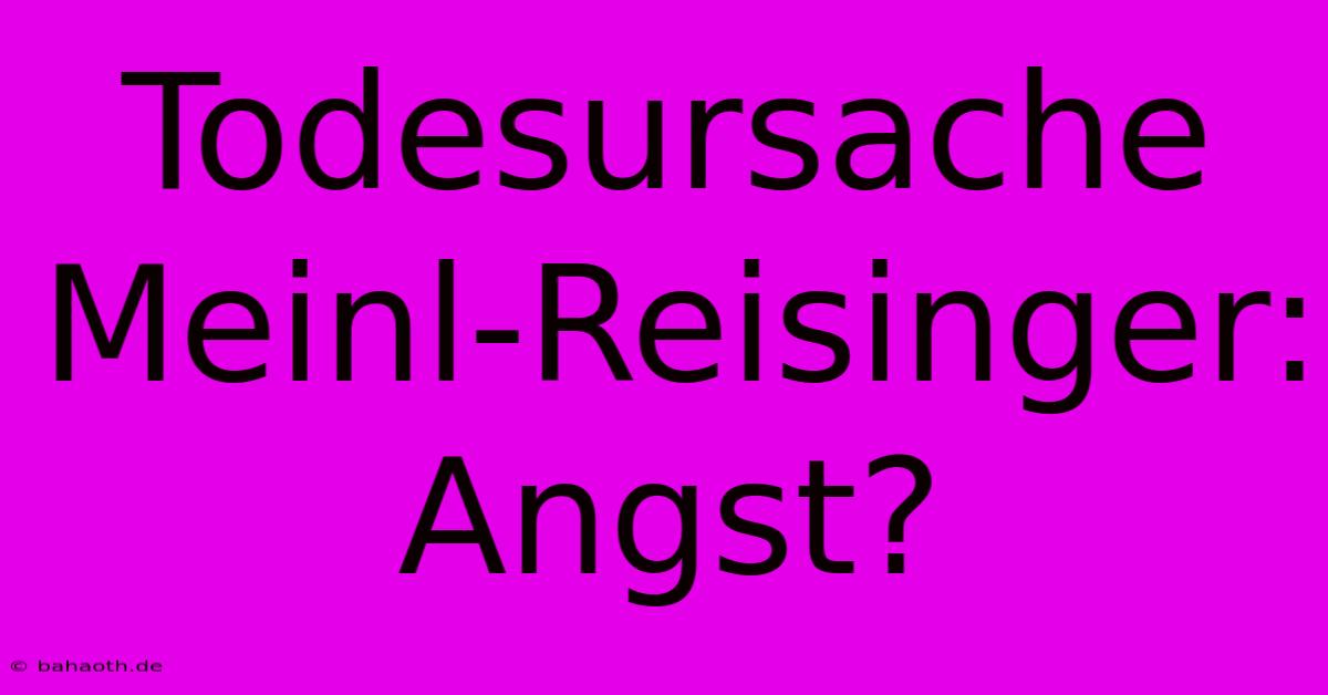 Todesursache Meinl-Reisinger: Angst?