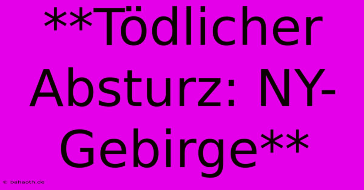 **Tödlicher Absturz: NY-Gebirge**