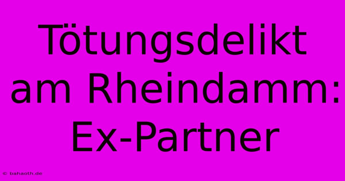 Tötungsdelikt Am Rheindamm: Ex-Partner