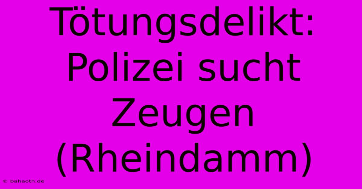 Tötungsdelikt: Polizei Sucht Zeugen (Rheindamm)