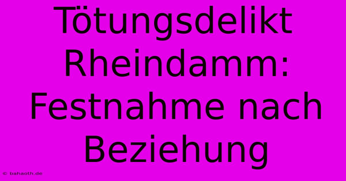 Tötungsdelikt Rheindamm: Festnahme Nach Beziehung