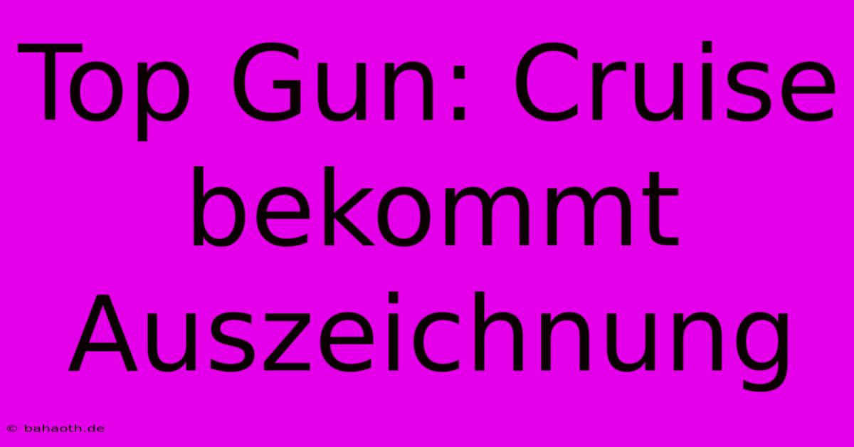 Top Gun: Cruise Bekommt Auszeichnung