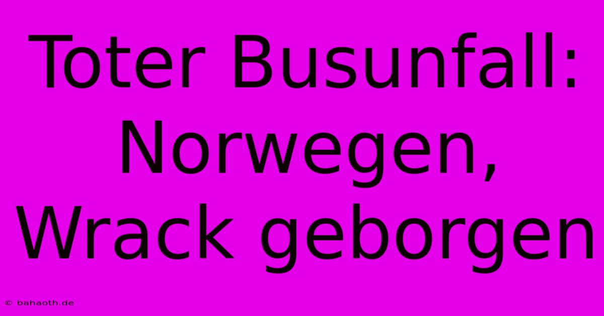 Toter Busunfall: Norwegen, Wrack Geborgen