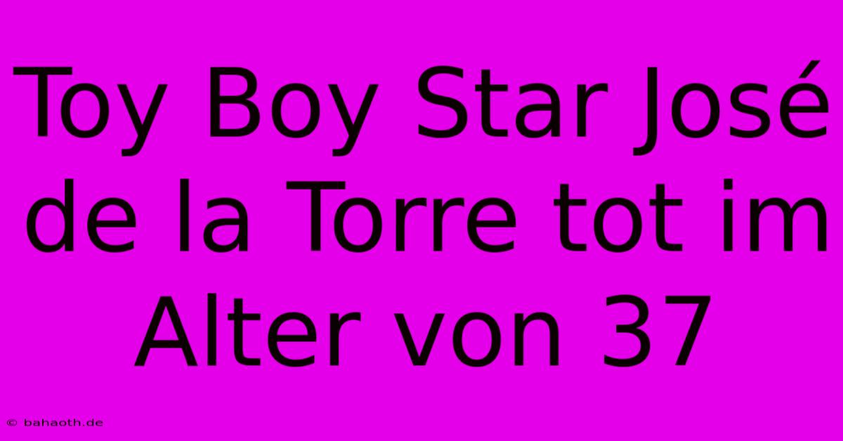 Toy Boy Star José De La Torre Tot Im Alter Von 37