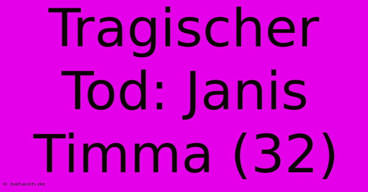 Tragischer Tod: Janis Timma (32)