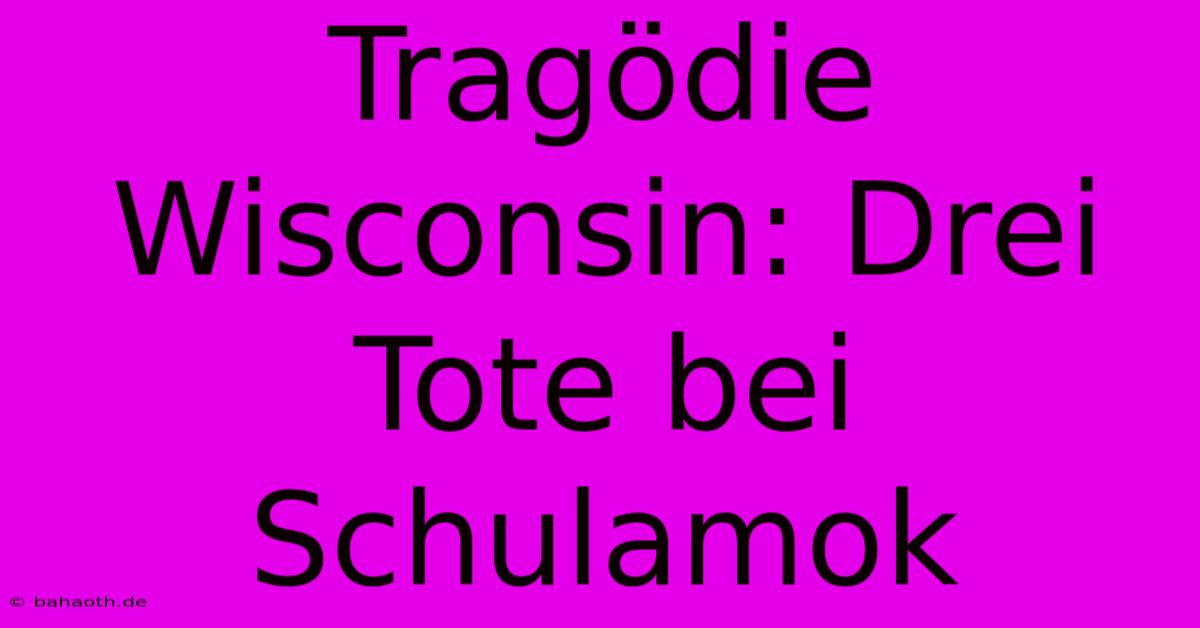 Tragödie Wisconsin: Drei Tote Bei Schulamok