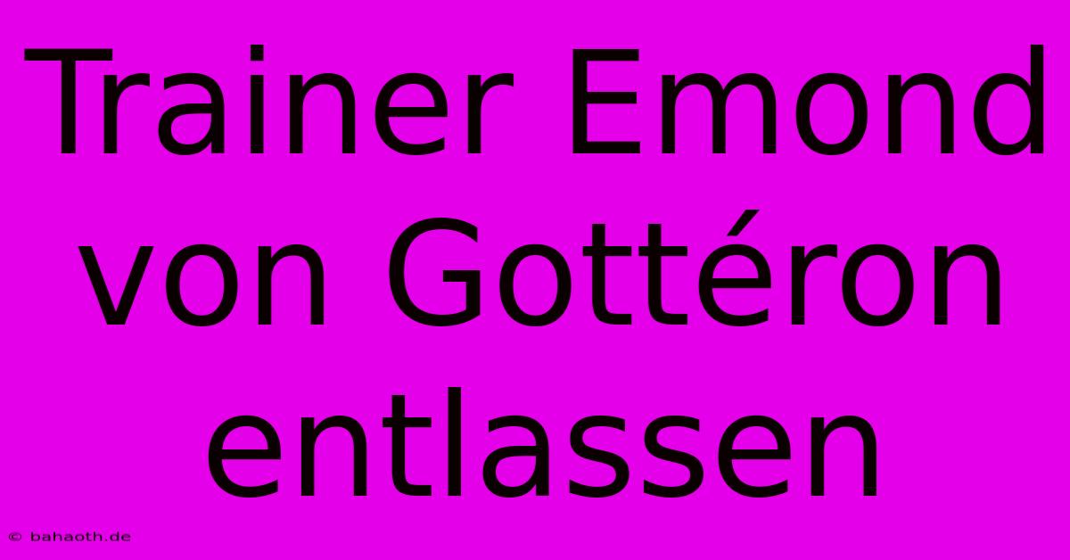 Trainer Emond Von Gottéron Entlassen