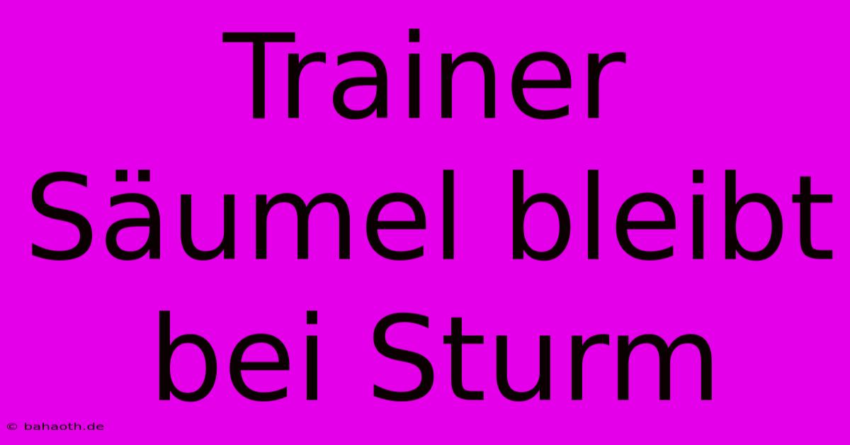 Trainer Säumel Bleibt Bei Sturm