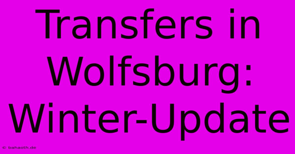 Transfers In Wolfsburg: Winter-Update