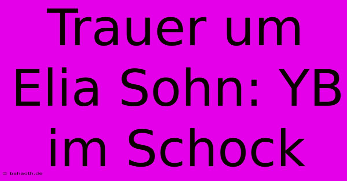 Trauer Um Elia Sohn: YB Im Schock