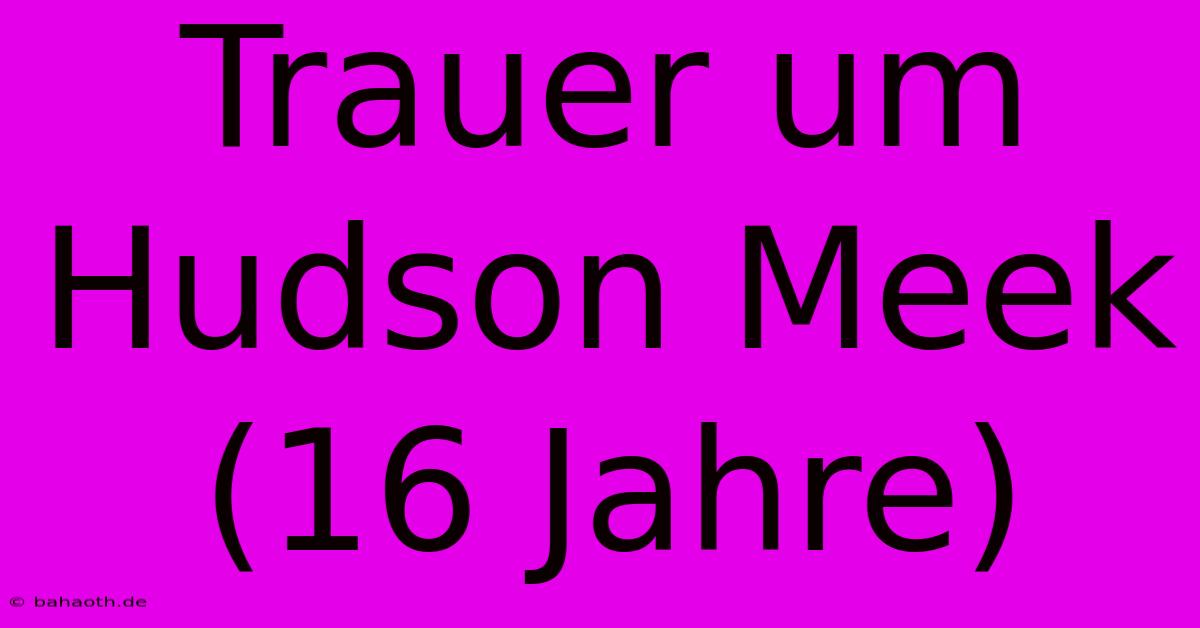 Trauer Um Hudson Meek (16 Jahre)