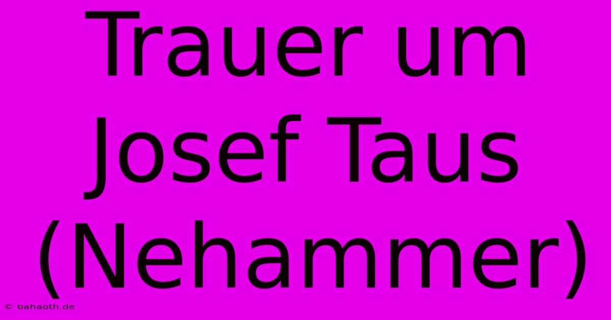 Trauer Um Josef Taus (Nehammer)