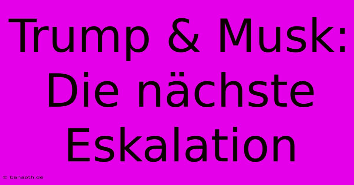 Trump & Musk:  Die Nächste Eskalation