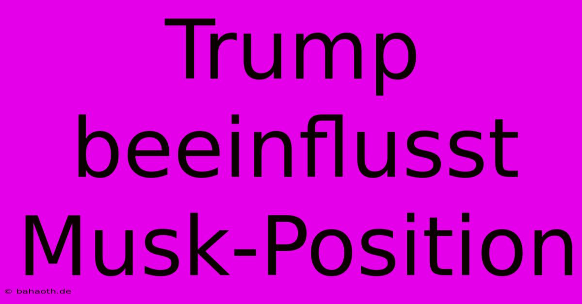 Trump Beeinflusst Musk-Position