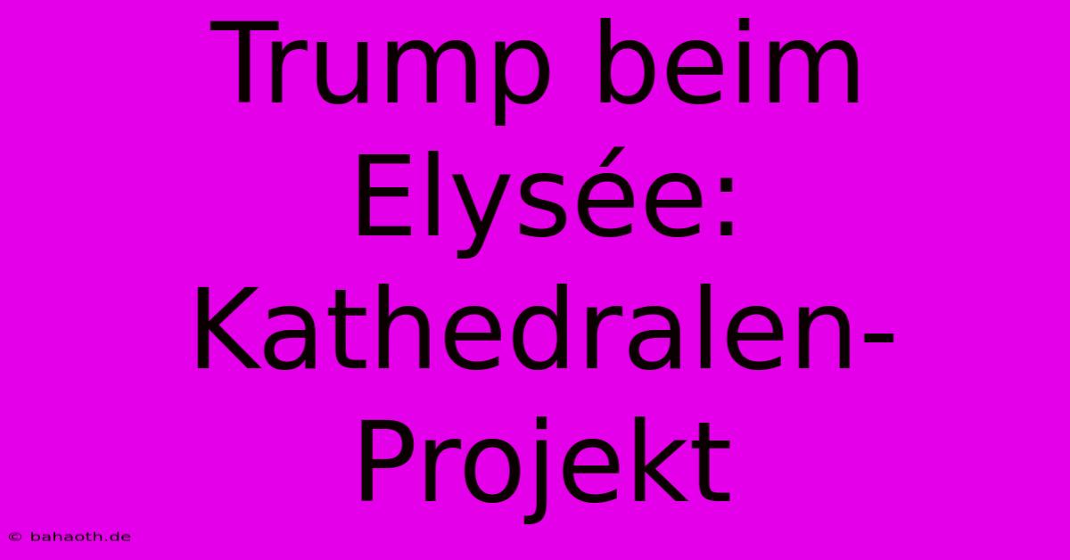 Trump Beim Elysée:  Kathedralen-Projekt