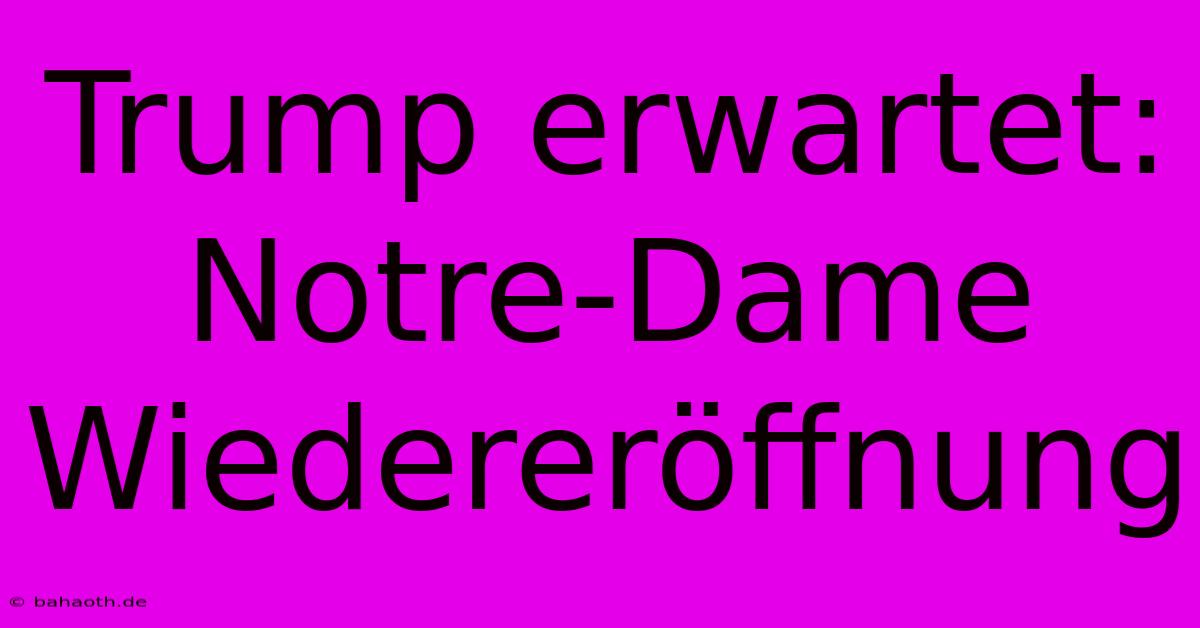 Trump Erwartet: Notre-Dame Wiedereröffnung