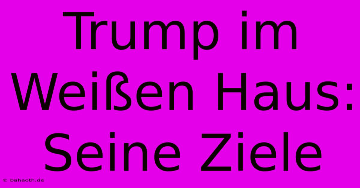 Trump Im Weißen Haus: Seine Ziele