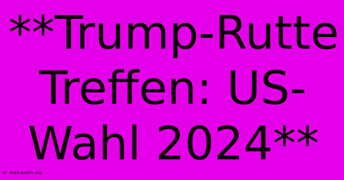 **Trump-Rutte Treffen: US-Wahl 2024**