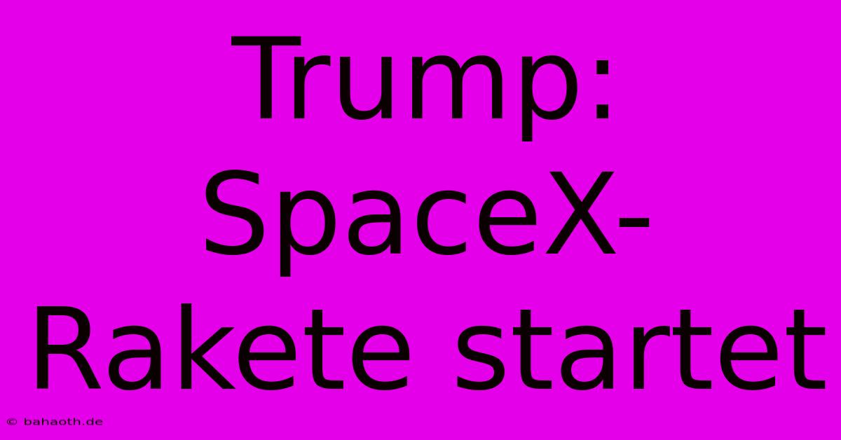 Trump: SpaceX-Rakete Startet