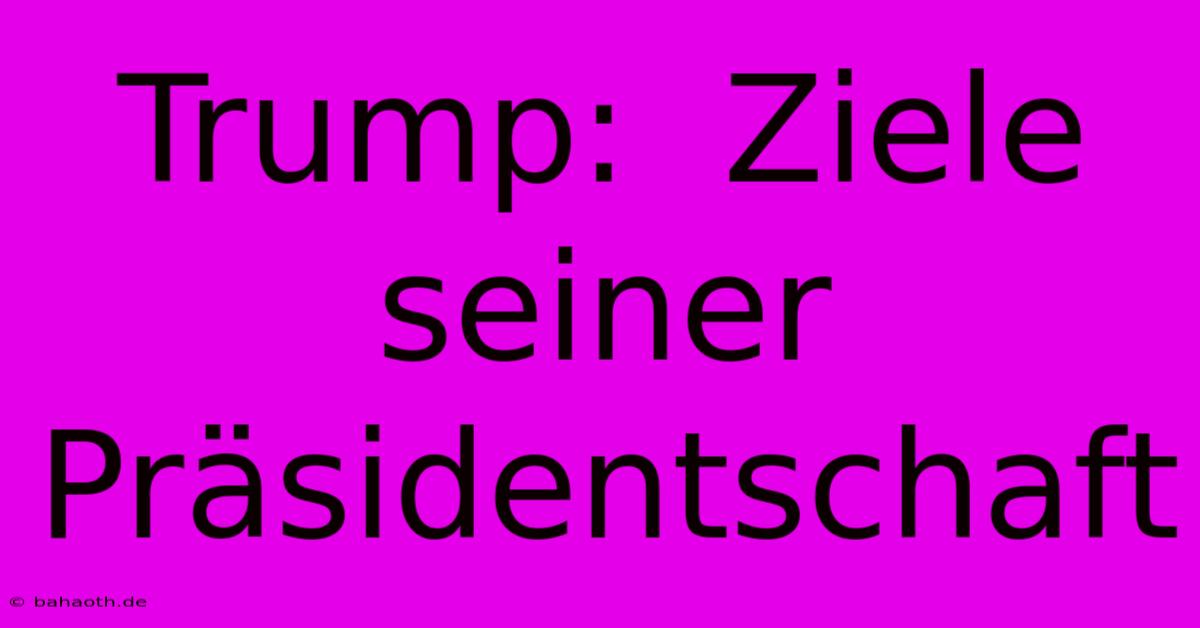 Trump:  Ziele  Seiner Präsidentschaft