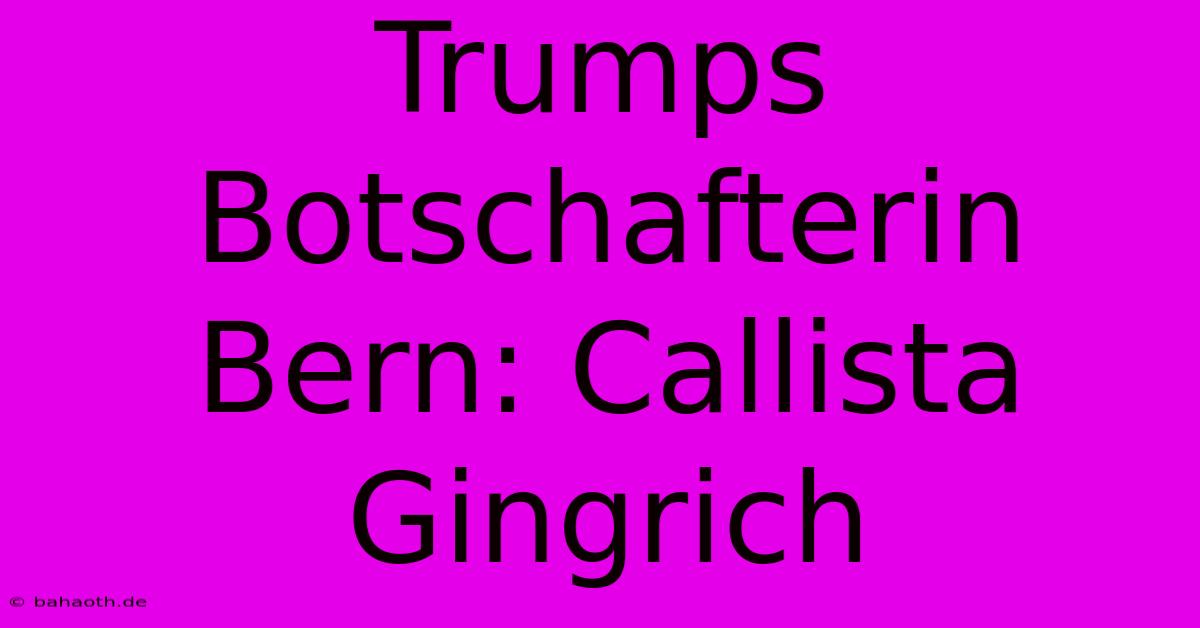 Trumps Botschafterin Bern: Callista Gingrich