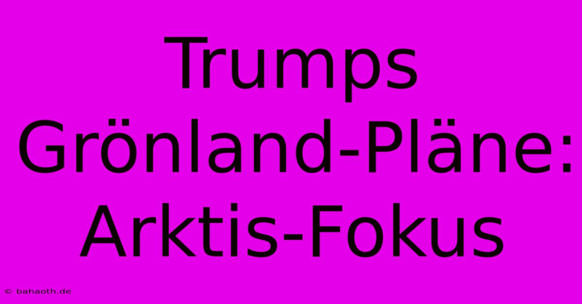 Trumps Grönland-Pläne: Arktis-Fokus