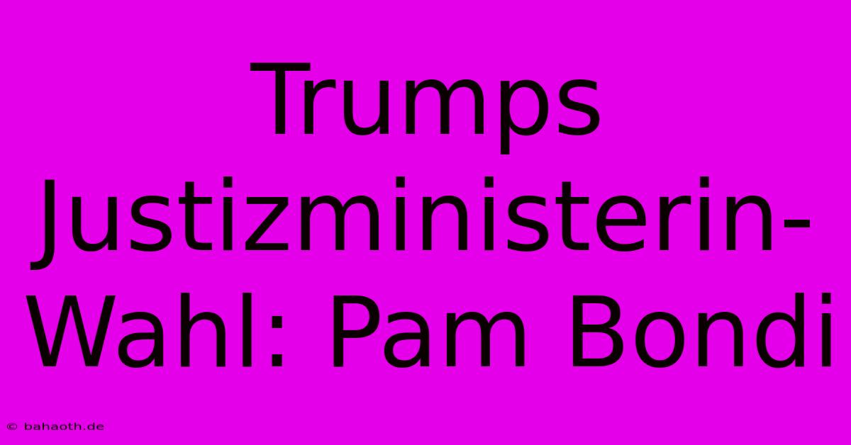 Trumps Justizministerin-Wahl: Pam Bondi