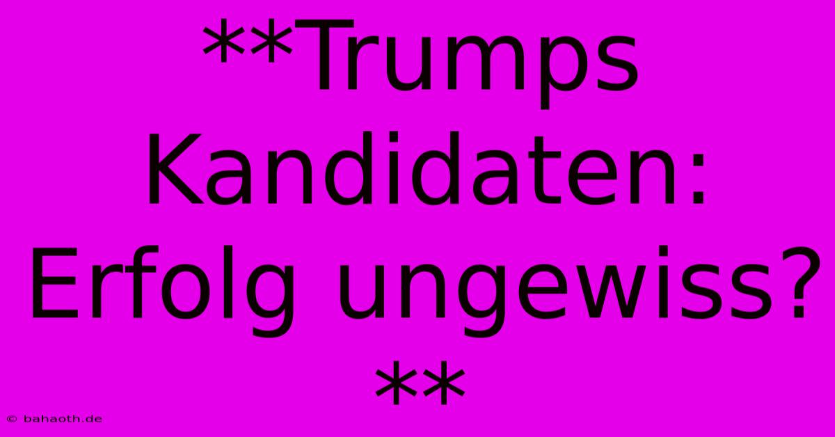 **Trumps Kandidaten:  Erfolg Ungewiss?**