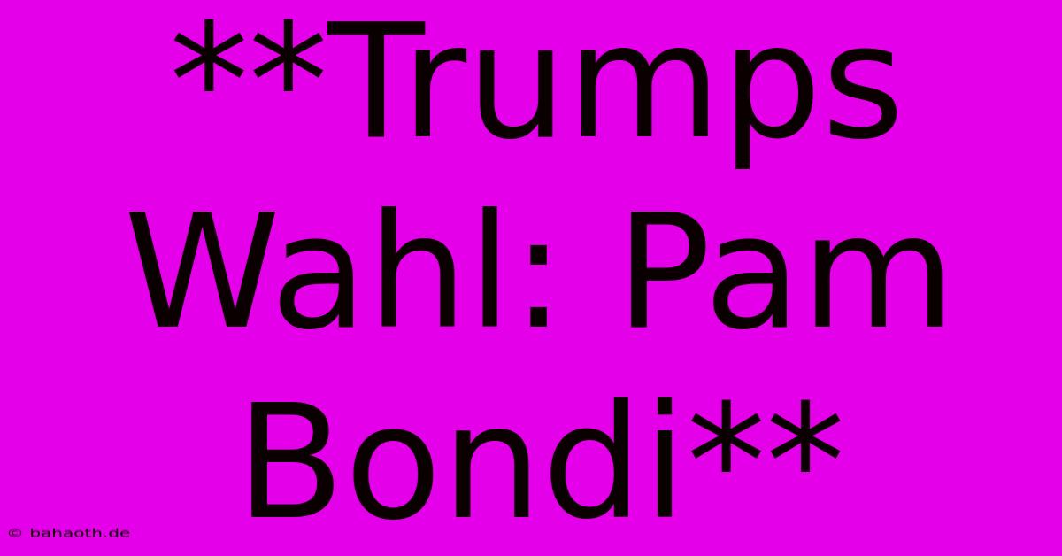 **Trumps Wahl: Pam Bondi**