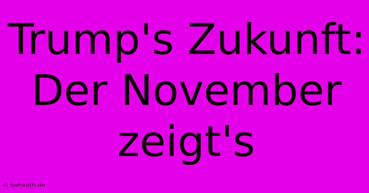 Trump's Zukunft: Der November Zeigt's