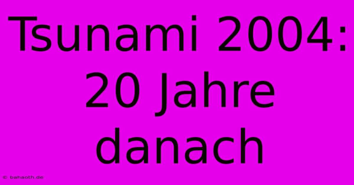 Tsunami 2004: 20 Jahre Danach