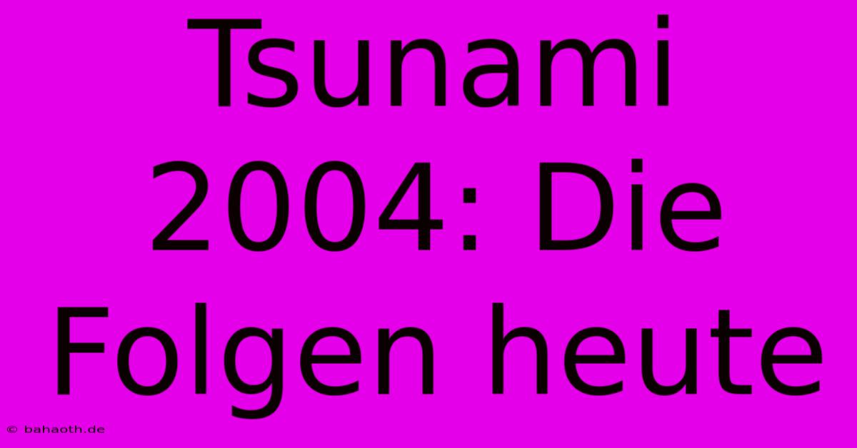 Tsunami 2004: Die Folgen Heute