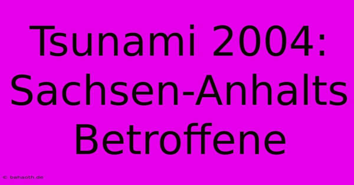 Tsunami 2004: Sachsen-Anhalts Betroffene