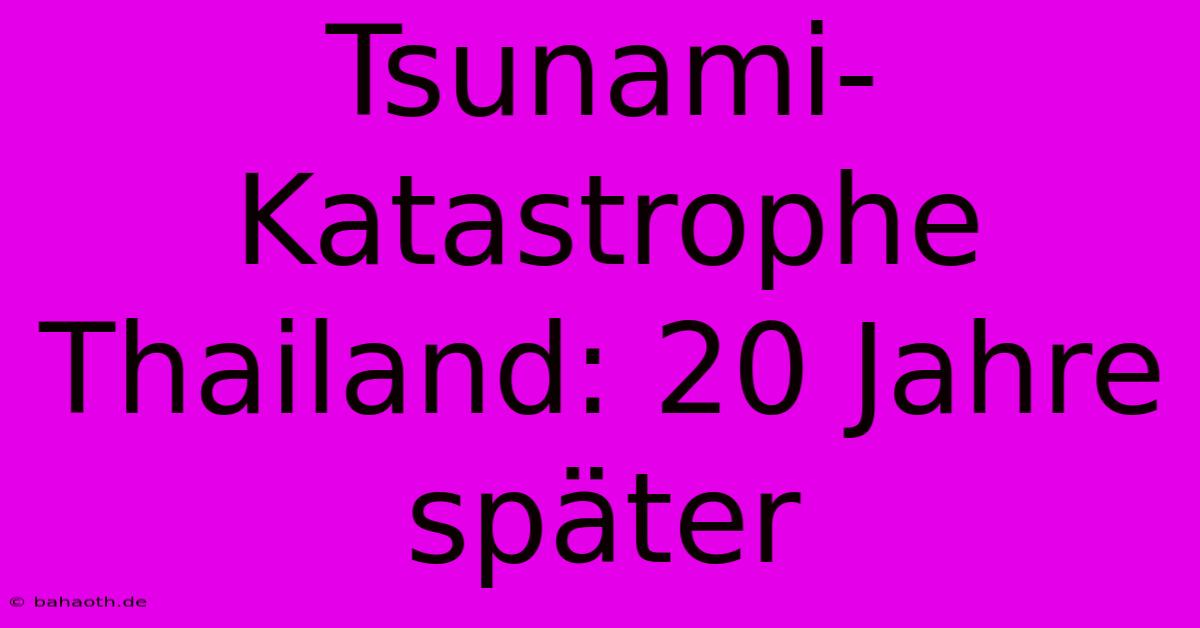 Tsunami-Katastrophe Thailand: 20 Jahre Später