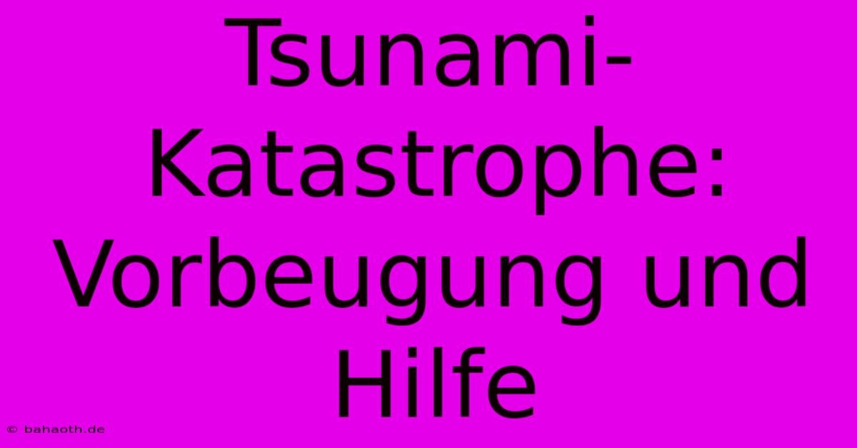 Tsunami-Katastrophe:  Vorbeugung Und Hilfe