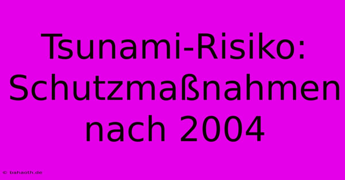 Tsunami-Risiko:  Schutzmaßnahmen Nach 2004