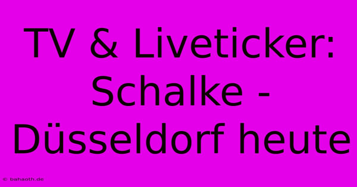 TV & Liveticker: Schalke - Düsseldorf Heute