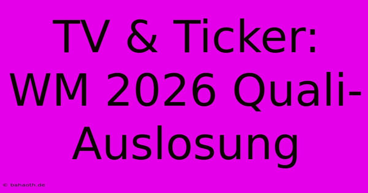 TV & Ticker: WM 2026 Quali-Auslosung