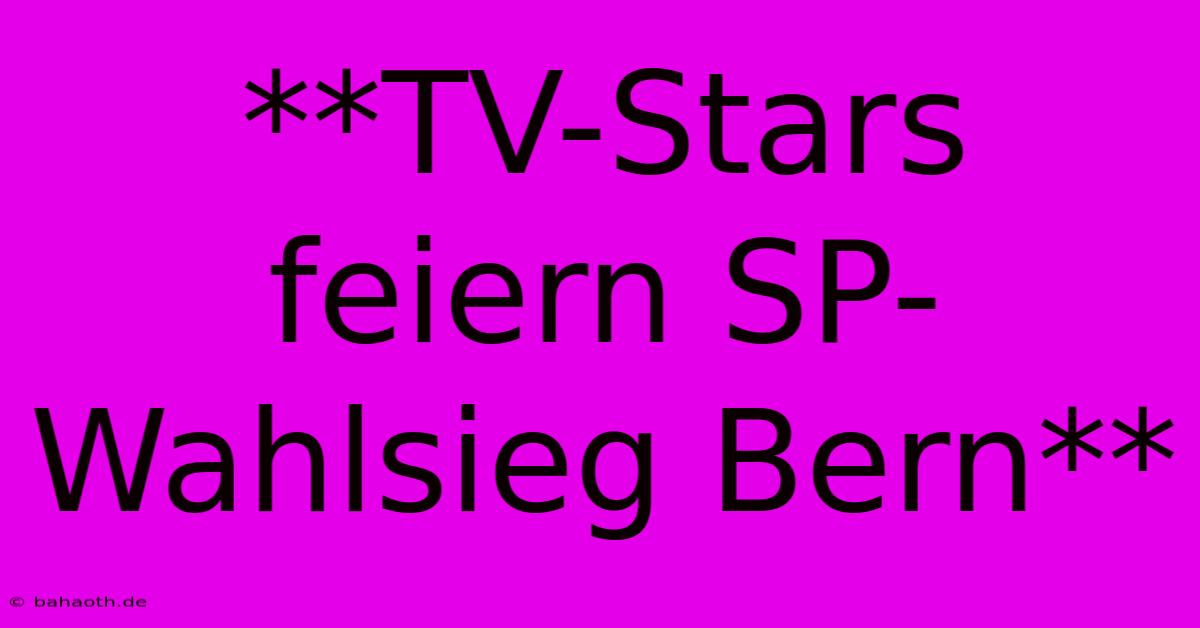 **TV-Stars Feiern SP-Wahlsieg Bern**