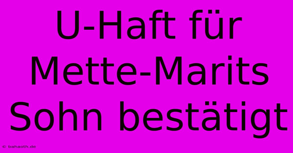 U-Haft Für Mette-Marits Sohn Bestätigt