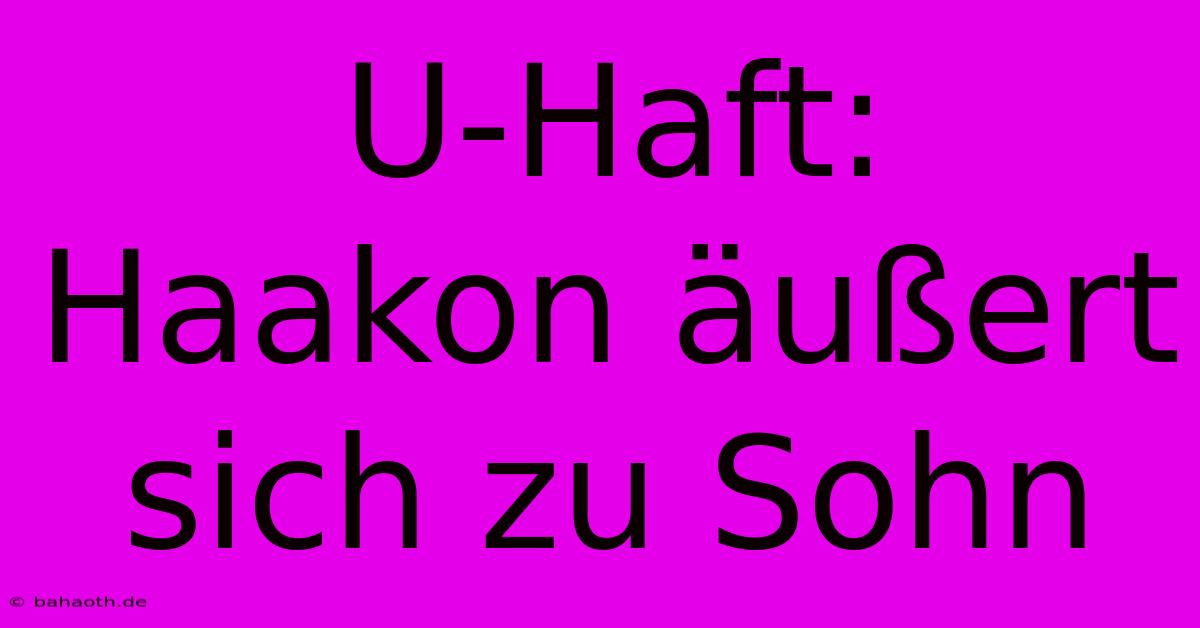 U-Haft: Haakon Äußert Sich Zu Sohn