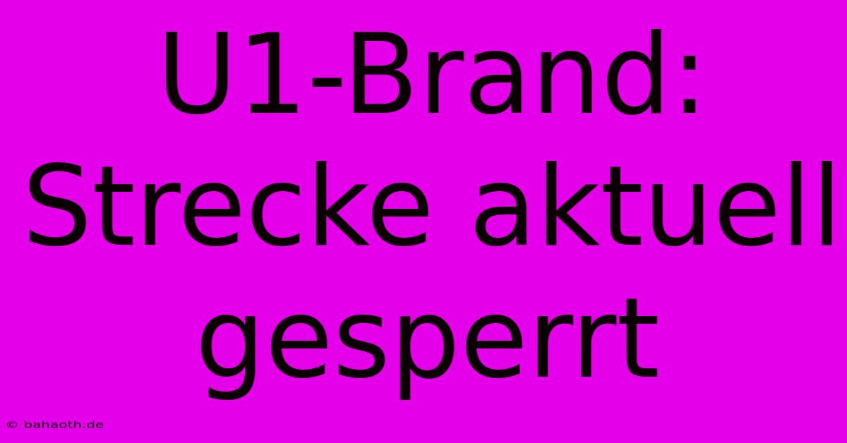 U1-Brand: Strecke Aktuell Gesperrt