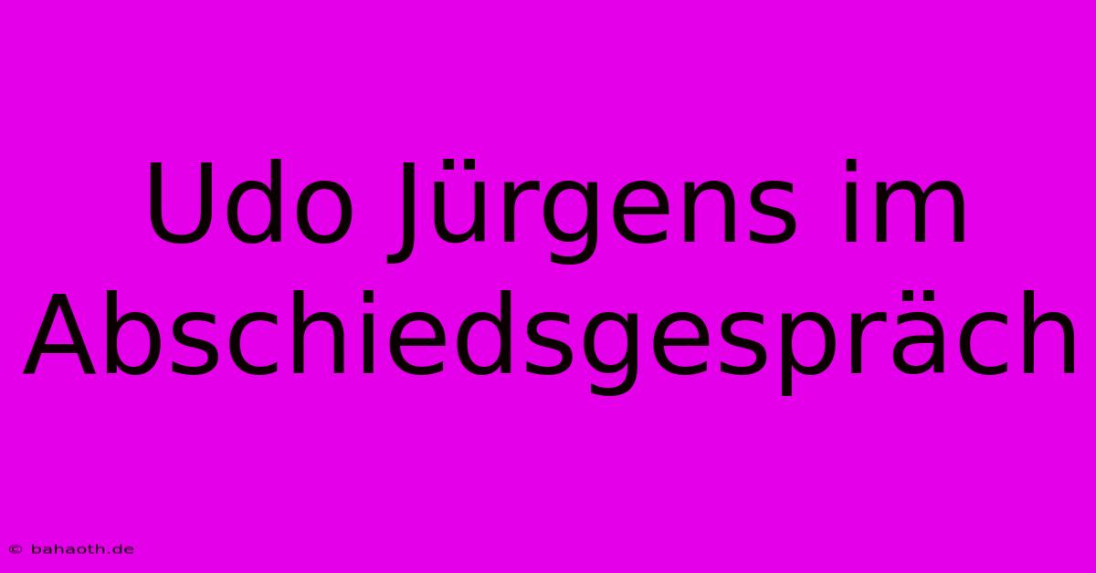 Udo Jürgens Im Abschiedsgespräch