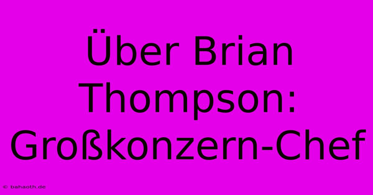 Über Brian Thompson:  Großkonzern-Chef