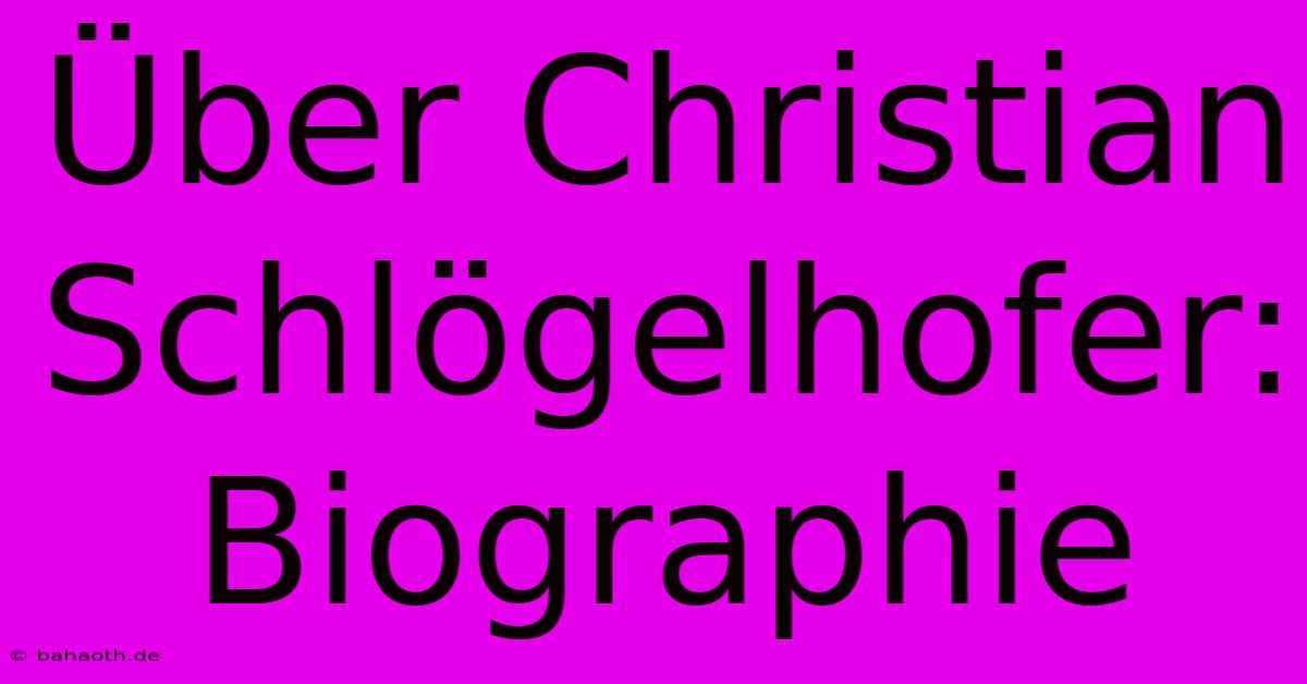 Über Christian Schlögelhofer:  Biographie