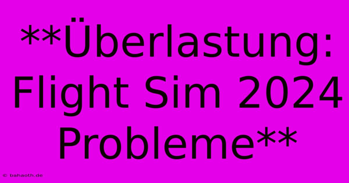 **Überlastung: Flight Sim 2024 Probleme**